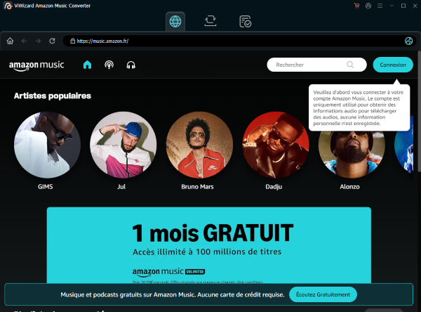 connexion au compte amazon music