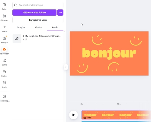Ajouter audio a canva