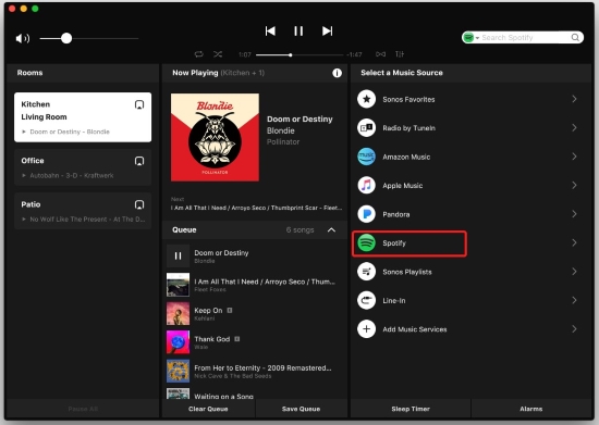ajouter spotify à l'application sonos sur ordinateur