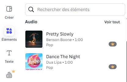 éléments audio