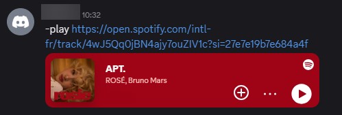 coller le lien de la playlist sur Discord