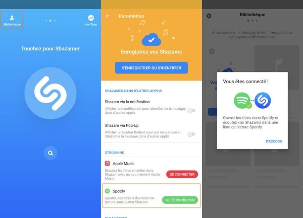 connecter Shazam à Spotify 