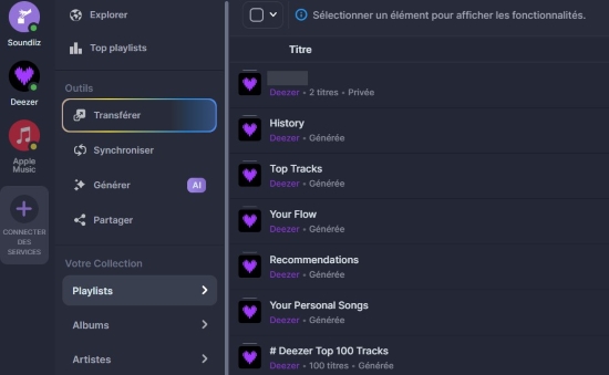 connectez deezer soundiiz