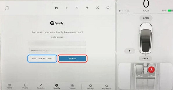 connexion à spotify sur tesla