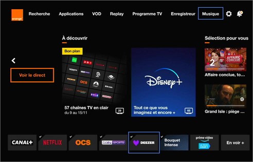 deezer sur Orange TV