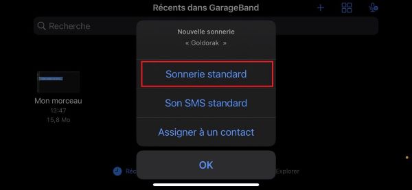 definir la sonnerie ios dans garageband