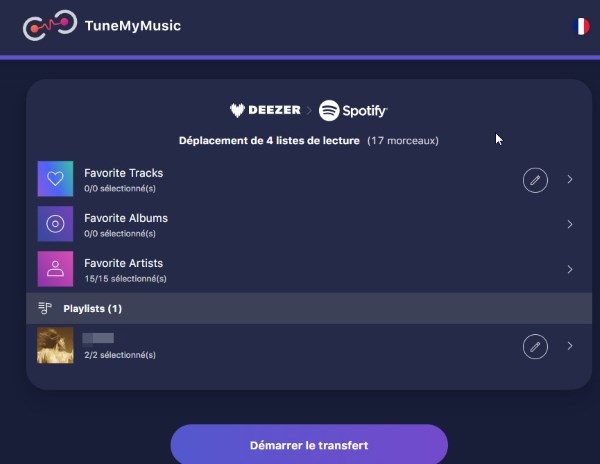 Transférer des listes de lecture Deezer vers Spotify avec Tunemymusic