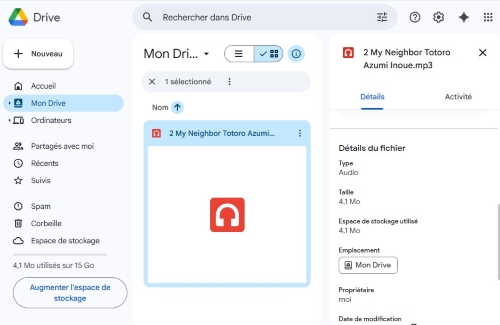 google drive fichier mp3