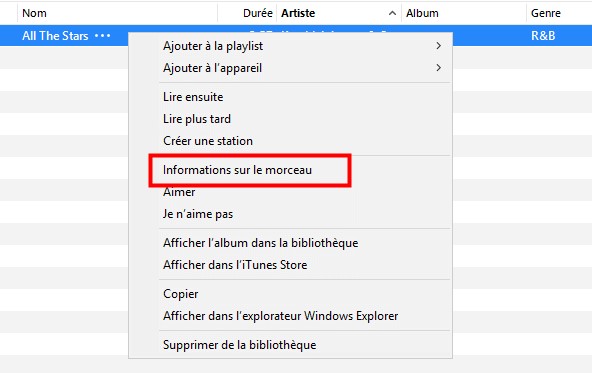 informations sur le morceau