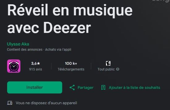 installer deez music alarm