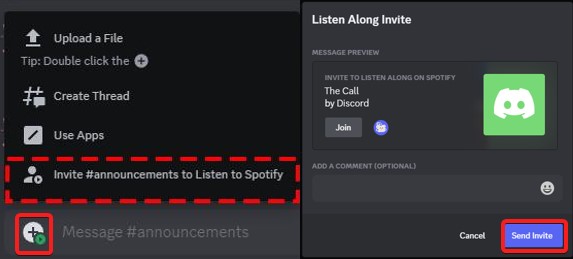 invitation Discord pour écouter Spotify
