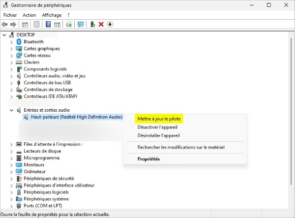 mettre à jour pilote audio window 11