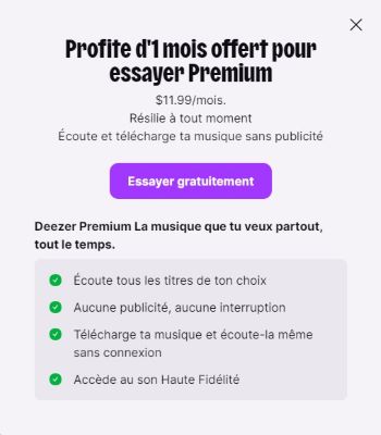 1 mois deezer essai gratuit