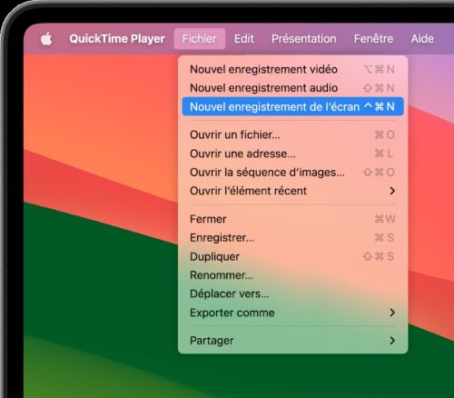 enregistrement avec Quick Time player