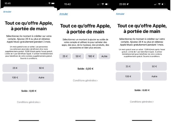 rechargez votre compte apple pour obtenir Apple Music gratuite