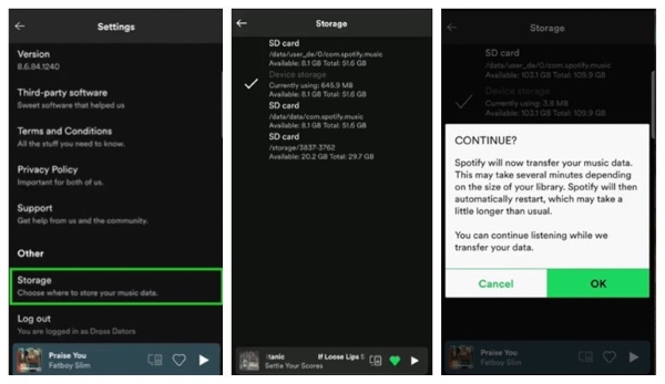 Spotify carte sd