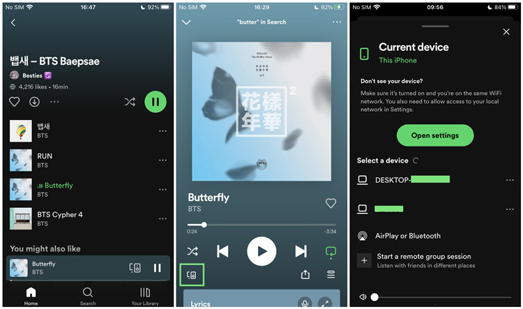 paramètres de l'appareil de lecture Spotify Connect