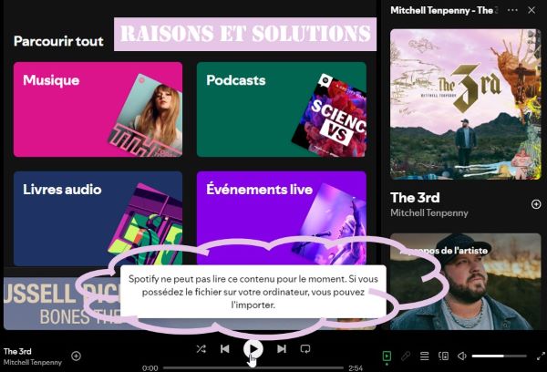 spotify ne peut pas lire ce contenu