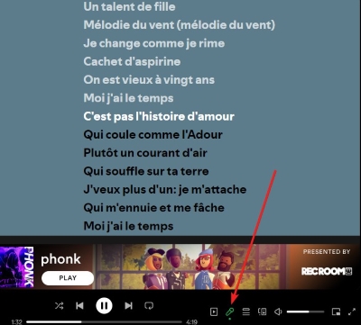 afficher les paroles Spotify sur ordianteur